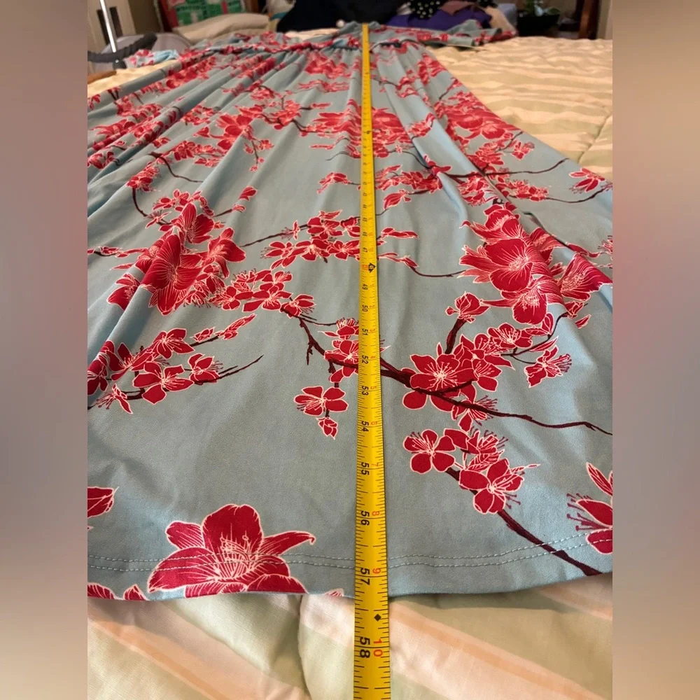 Kiyonna Vienna Maxi Dress 3X Cherry Blossom Print NWT - Picture 8 of 14